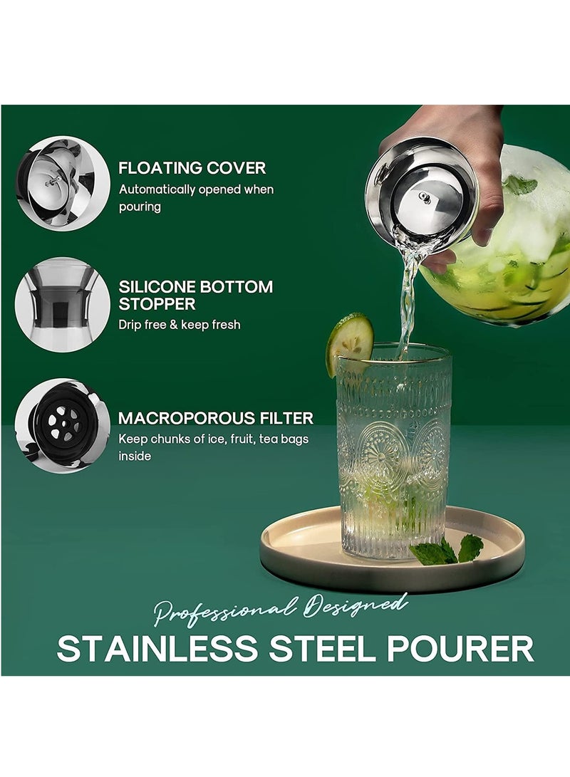 Heat-Resistant Glass Cold Water Bottle Glass Pitcher with Lid Juice Pitcher Water Bottle (1100ml/37.2 Oz) - Image 5